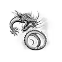 dragon spiraling around arm, starting at the bicep, with the head at shoulder levem tattoo design idea