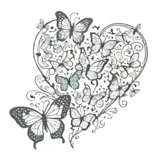 butterfly heart tattoo design idea