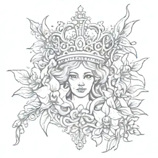 queens crown with orchids intertwined tattoo design idea