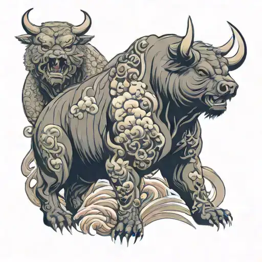 bull vs bear tattoo design idea