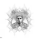 the word blessed with a cross tattoo design idea