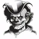 clown in relay attire, sad and out of breath face tattoo design idea