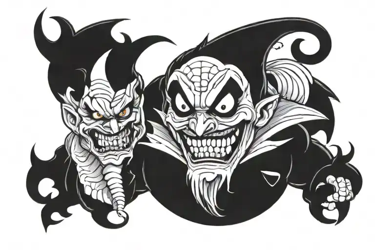 horror villian as a cartoon version tattoo design idea