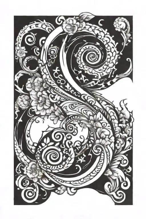 semicolon mixed tattoo design idea