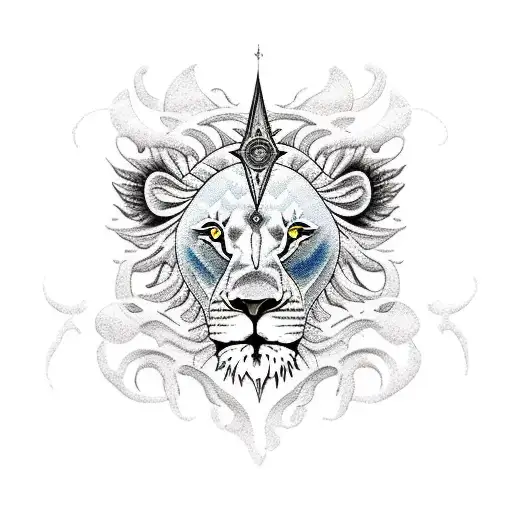 Lion Ocean Mountains Compass tattoo design idea