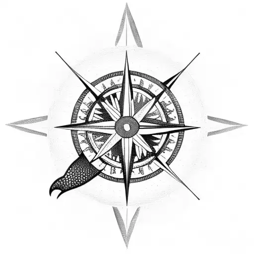 Ocean Mountains Compass tattoo design idea