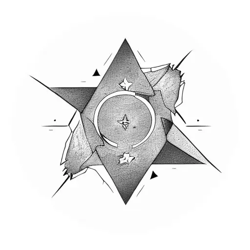 text with 4 symbols. a star, a loveheart, at triangle, a smiley face tattoo design idea