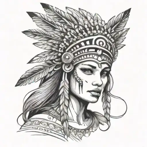 woman with headdress  tattoo design idea