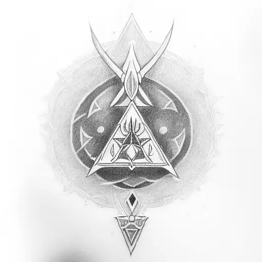 Link's master sword between the triforce tattoo design idea