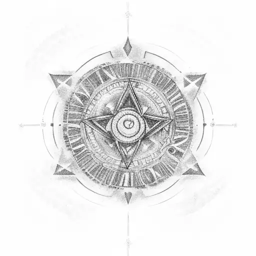 circle of stars with Roman numeral 3 in center and snake wrapped around the Roman numeral  tattoo design idea