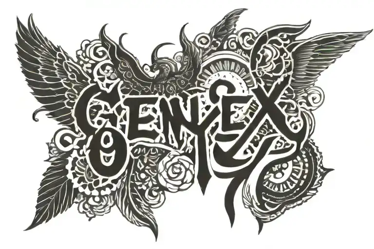 Gen X 1976 written tattoo design idea