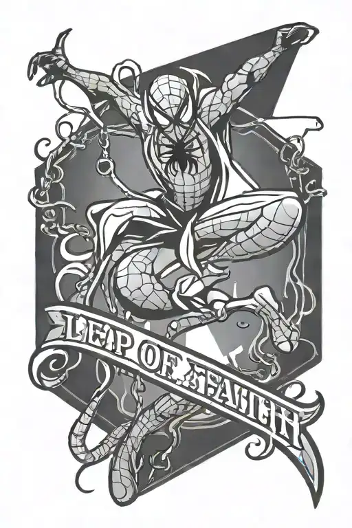 leap of faith spiderverse logo with the phrase tattoo design idea