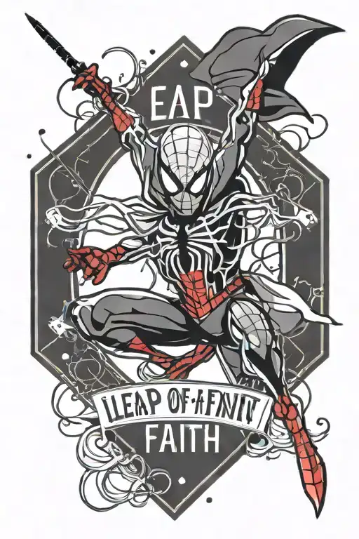 leap of faith spiderverse logo with the phrase tattoo design idea