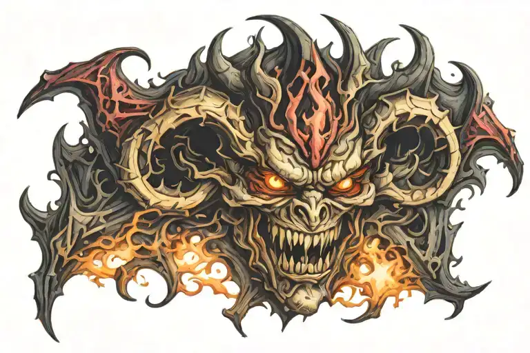 Demon face tattoo design idea