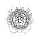 Design ཨ་ཝ་རིལ ནི་ཀོལ with some artwork around tattoo design idea