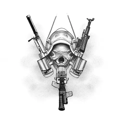 assault rifles  tattoo design idea