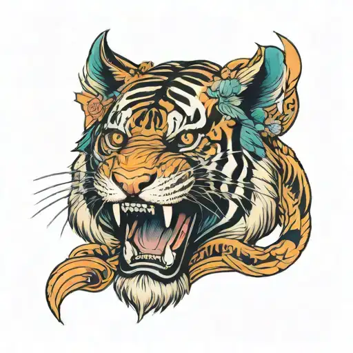 Tiger with geometry, struggle inside. tattoo design idea
