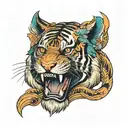 Tiger with geometry, struggle inside. tattoo design idea