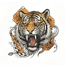 Tiger with geometry, struggle inside. tattoo design idea
