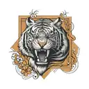 Tiger with geometry, struggle inside. tattoo design idea