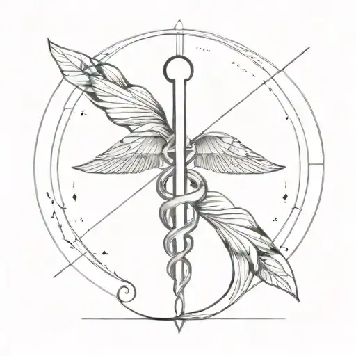 tattoo that got an caduceus in the style of geometry and needs to be minimalistic tattoo design idea