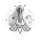 axe with a star a compass and a viking runner  tattoo design idea