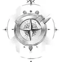 axe with a star a compass and a viking runner  tattoo design idea