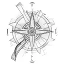 axe with a star a compass and a viking runner  tattoo design idea