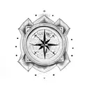 axe with a star a compass and a viking runner  tattoo design idea