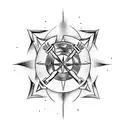 axe with a star a compass and a viking runner  tattoo design idea