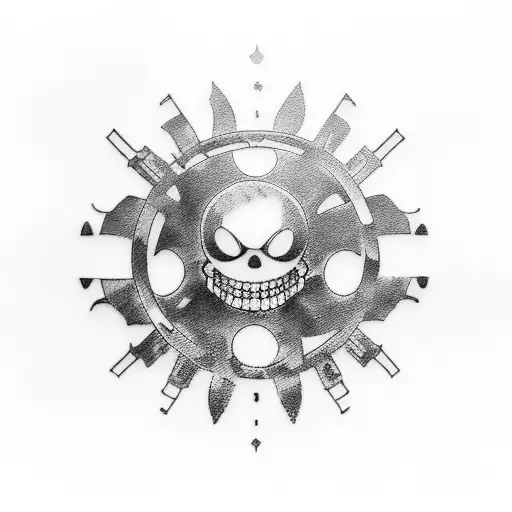 A dynamic tattoo design featuring Luffy in all gears from One Piece tattoo design idea