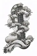 Waves and wind blowing tattoo design idea