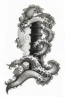 Waves and wind blowing tattoo design idea