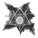A detailed sigil representing the concept of light and darkness in Destiny 2 tattoo design idea