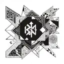 A geometric pattern inspired by the intricate designs found in Destiny 2 armor sets tattoo design idea