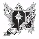 A geometric pattern inspired by the intricate designs found in Destiny 2 armor sets tattoo design idea