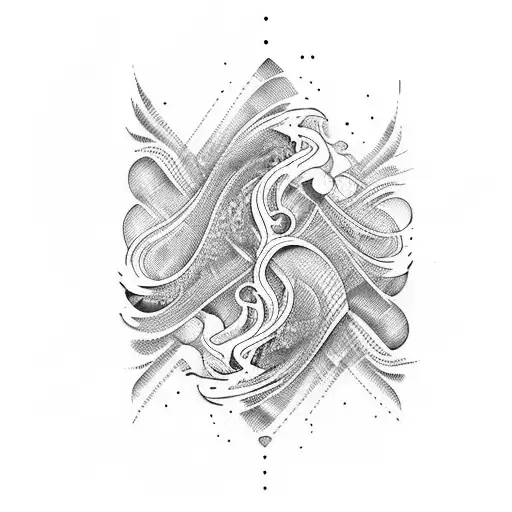 70s retro black waves/squiggles distorted  tattoo design idea