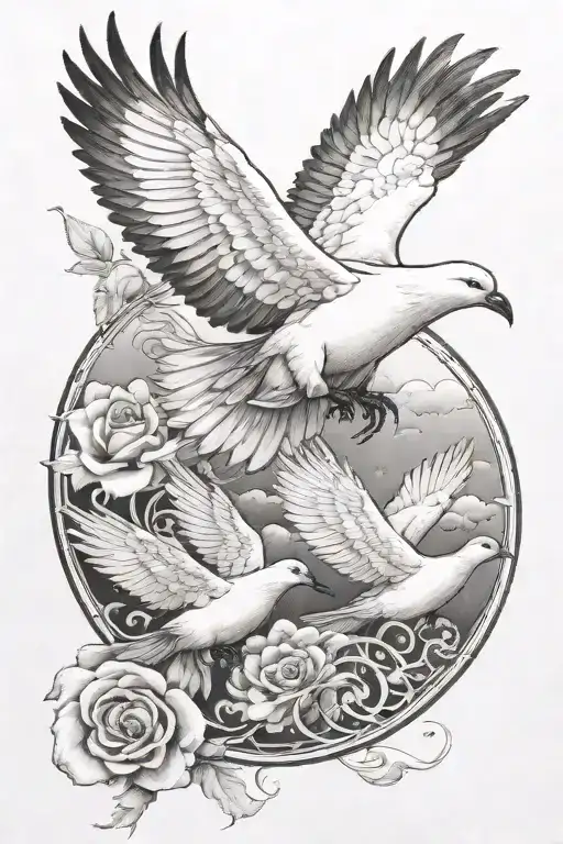 i want a tattoo i want this name on my arm 克里斯 and doves and clouds on my arm tattoo design idea