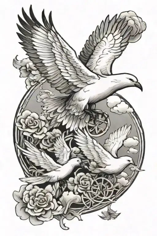 i want a tattoo i want this name on my arm 克里斯 and doves and clouds on my arm tattoo design idea