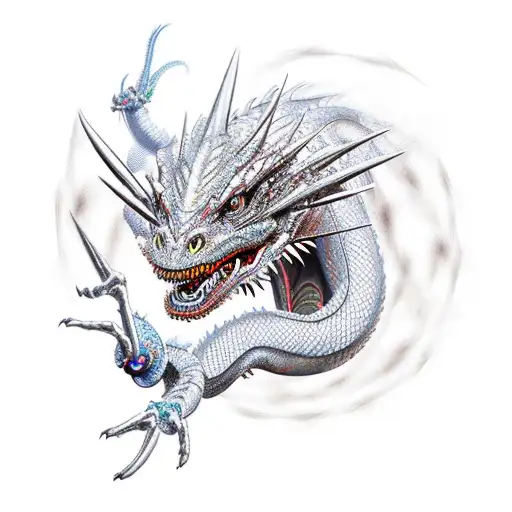 Dragon transforming into a robotic creature tattoo design idea