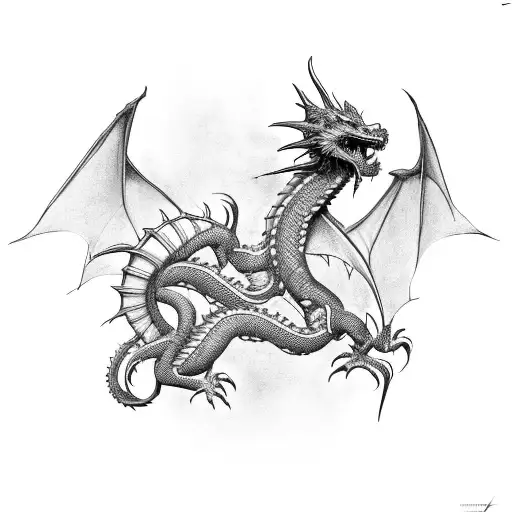 Dragon transforming into a robotic creature tattoo design idea