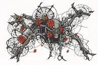 barbed wire, spider, flower, Dead Dynasty logo (association of Russian rapper PHARAOH), bat tattoo design idea