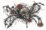 barbed wire, spider, flower, Dead Dynasty logo (association of Russian rapper PHARAOH), bat tattoo design idea