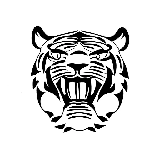Tiger open mouth  tattoo design idea