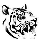Tiger open mouth  tattoo design idea