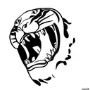 front view Tiger open mouth showing his fangs tattoo design idea