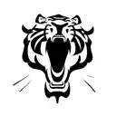 front view Tiger open mouth showing his fangs tattoo design idea