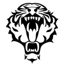 front view Tiger open mouth showing his fangs tattoo design idea