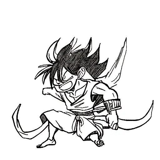 son goku with strawhat from One piece tattoo design idea