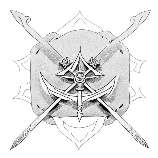 zoro's three sword in rhombus and on one of the swords i want luffy's hat tattoo design idea